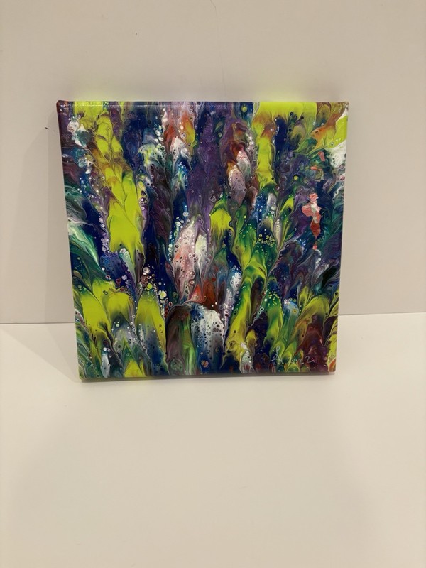 Springtime colors -One-of-a-Kind Abstract Fluid Art Painting blind artist made