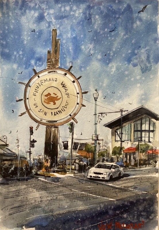 ORIGINAL Watercolor painting Pier 39. San Francisco 7.1/2″ X 11″