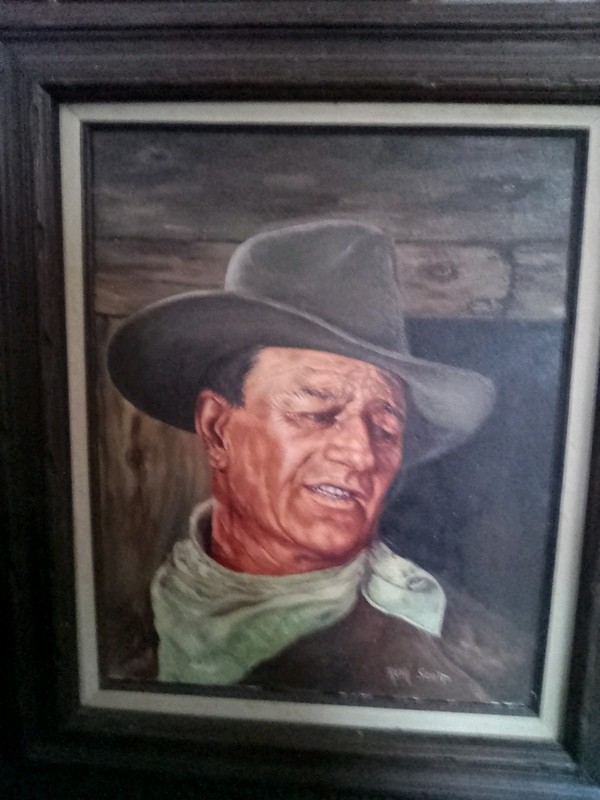 VINTAGE JOHN WAYNE OIL PAINTING Signed gallery