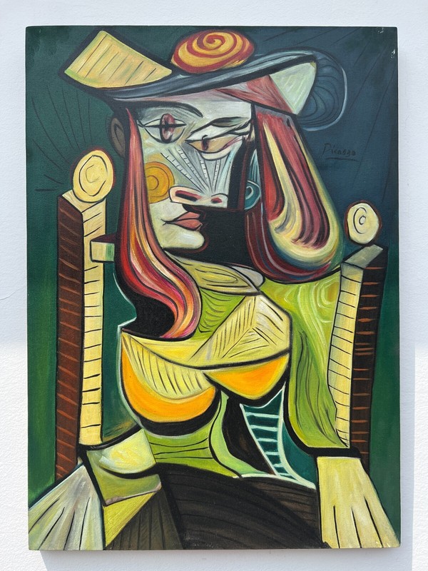 Pablo Picasso , Painting Oil On Canvas , signed stamped vintage 50 x 70 cm