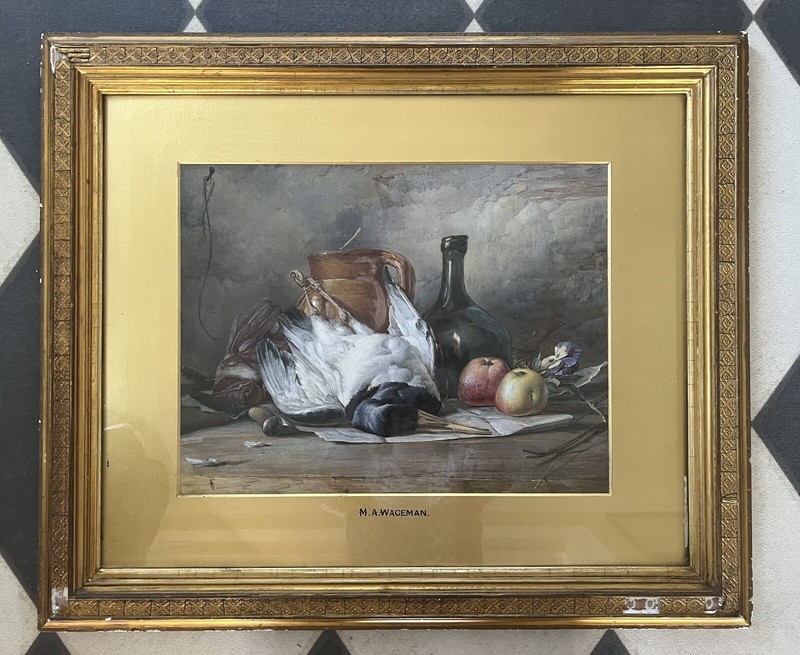 Antique Victorian Artist Still Life By Michael Angelo Wageman, C 1860