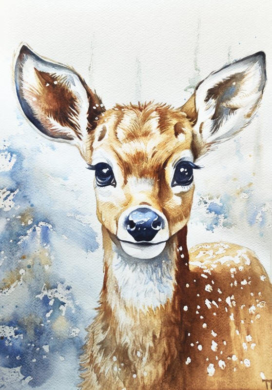 Fawn Original Painting · Deer Watercolor Painting · Bamby · Little Deer