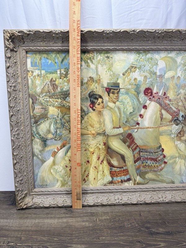 Vintage Fiesta De Valencia Stevens Spanish Festival Wall Art Ornate Frame 28x24 gallery