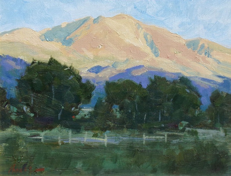 Lorenzo Chavez "Cattle Ranch at the Base of Soprice" Original Oil Painting board gallery