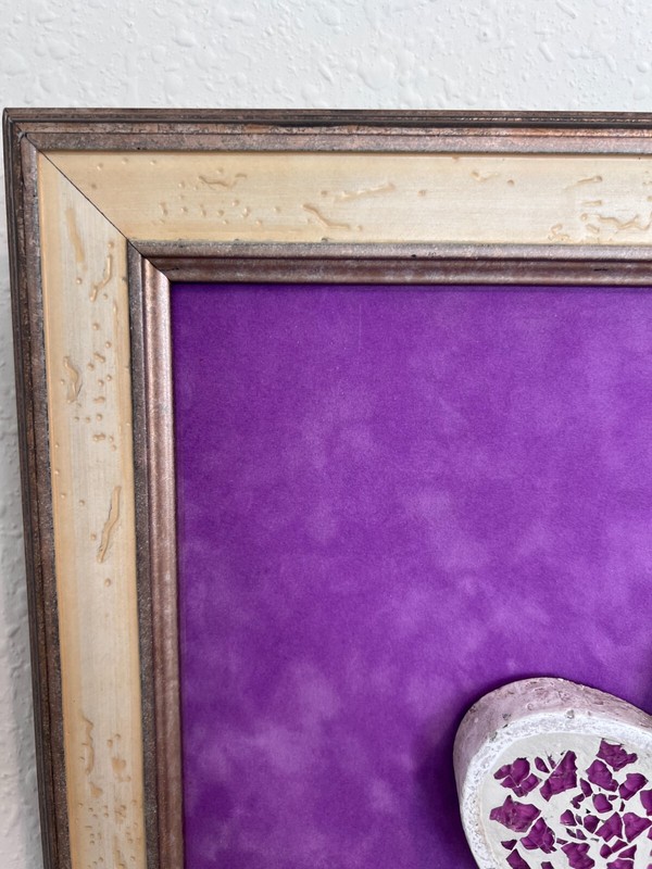 Whimsical Mosaic Flower Wall Art – “LAUGH” 3D Mixed Media on Board, Framed 19x19 gallery