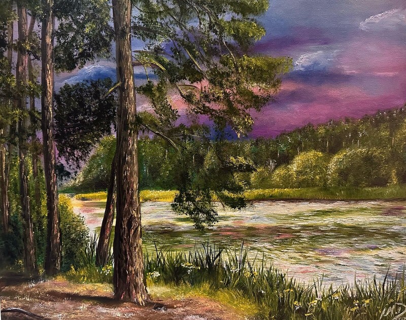Original oil painting “Purple Serenade” by Marketa Dietz. 40×50 cm