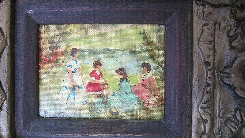 EUGENIO ALVAREZ DUMONT ORIGINAL 1864-1927 5" x 4" OIL ON CANVAS 10" x 9" FRAME gallery