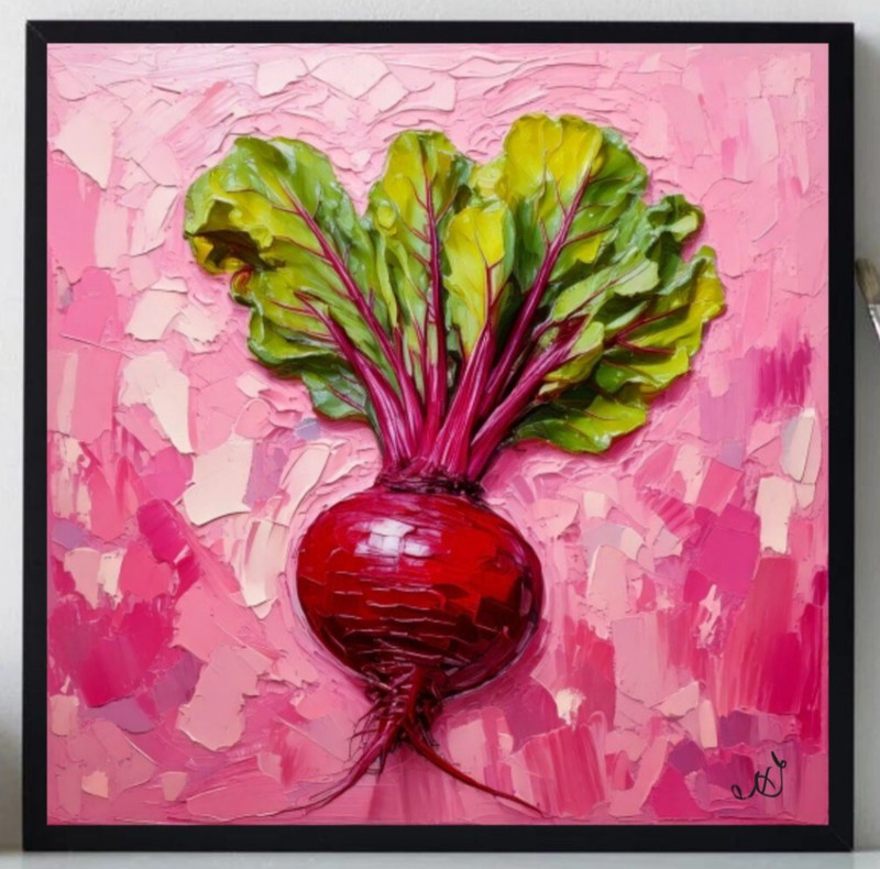 ORIGINAL Oil PAINTING on Canvas beet Textured Artwork 12×12 in Custom Order