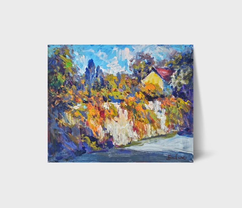 Oil painting Hill Ukrainian painter canvas Unframed original Decor landscape