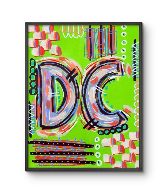 Original Abstract Washington DC Art Mixed Media Painting 13”x11” Home Decor