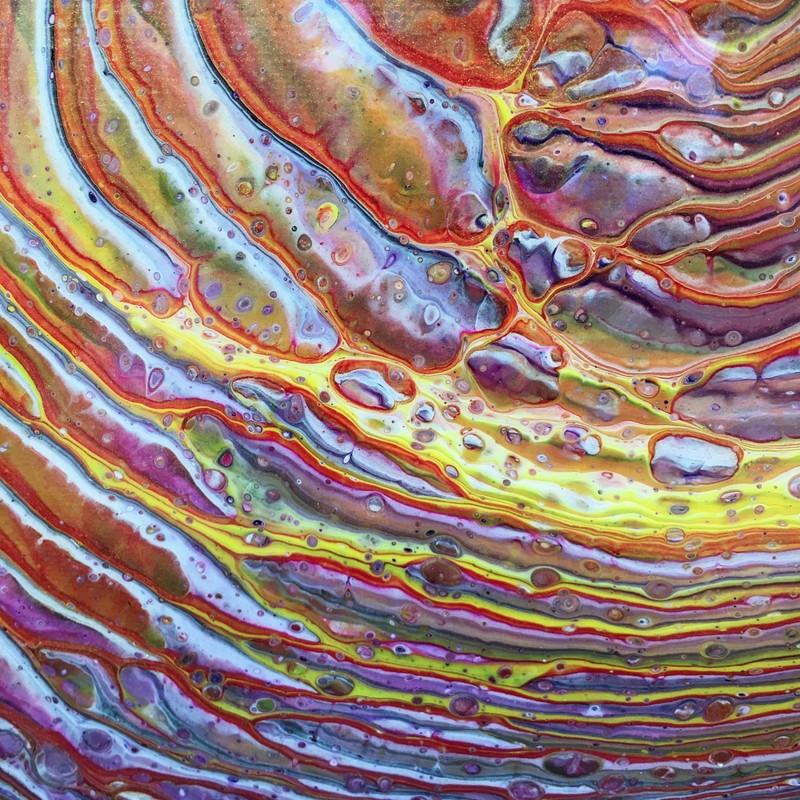 12” x 12” Sunset Colors - Original Acrylic Pour Painting - Contemporary Art gallery