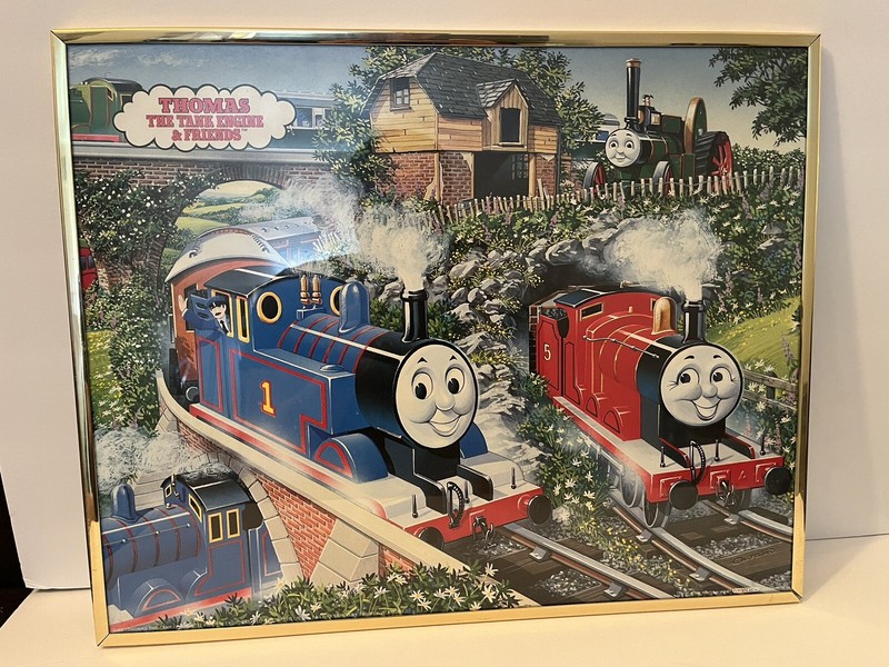 Thomas the Tank Engine and Friends Poster 1989 Framed Made in USA lot of 3 gallery
