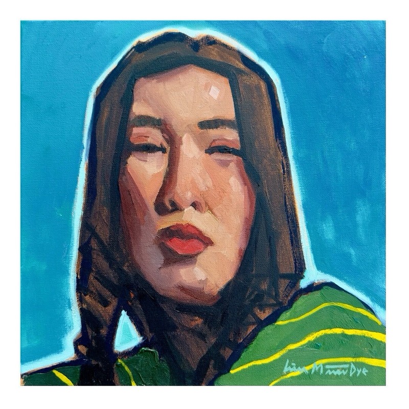 Original Western Painting Portrait Woman Native Signed Liam Maynard Dixon Style