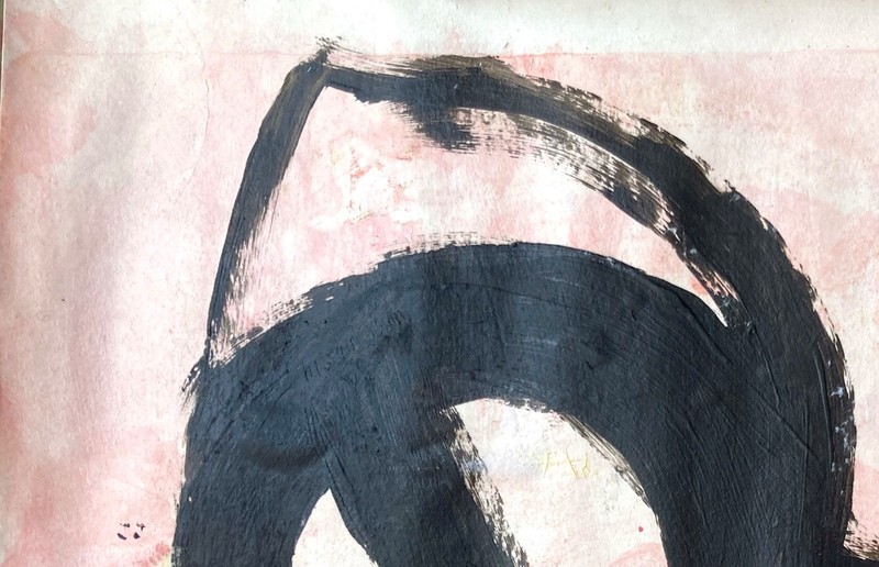 Original Black+White Abstract 9x12 Acrylic Painting on Paper, Holly Hammond gallery