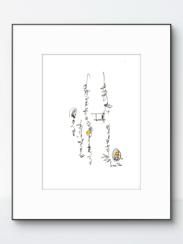 Original Abstract Minimalism 9×12 Paper Ink Handmade Signed Fine Wall Art 24
