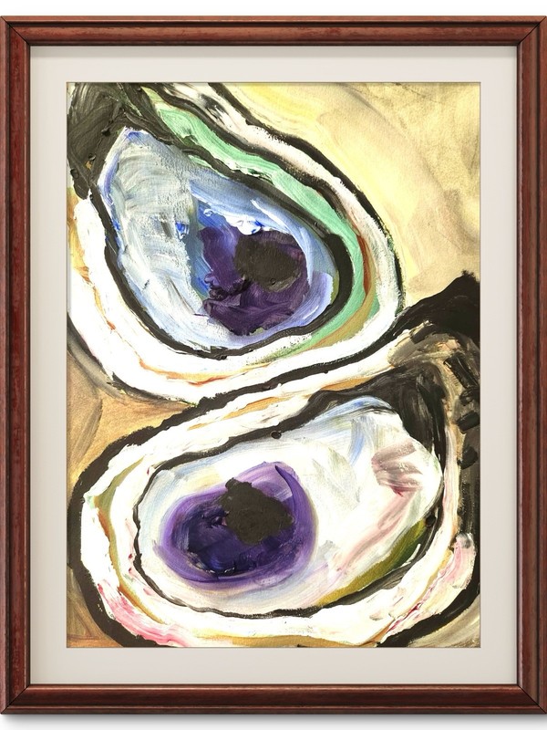 Abstract Oyster Shells Impressionist Original Wall Art 14X11 Paper Watercolor