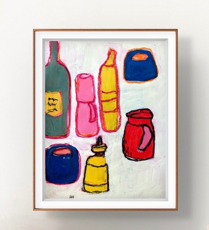 Original Colorful Abstract 8×11 Acrylic Painting Paper Wall Art, Holly Hammond