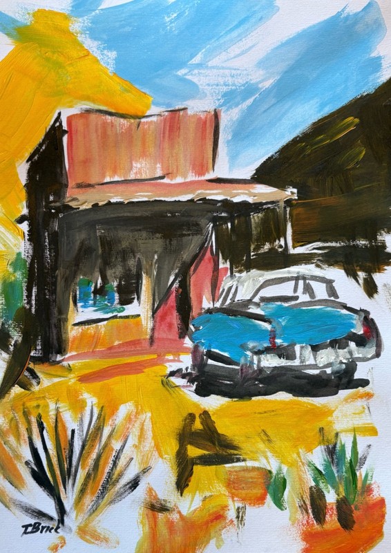 Original Abstract Painting on Paper 9×12 Expressionist Art Color Study