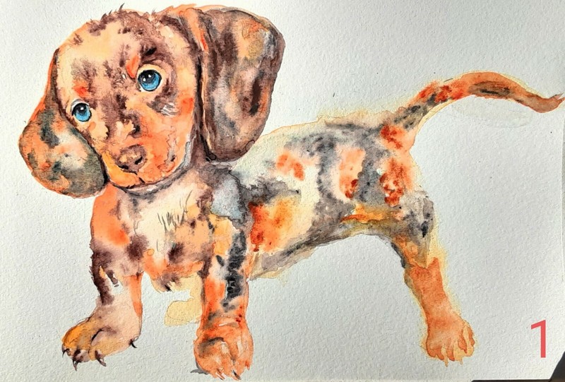 Dachshund Dog pet art original watercolor painting,home design,pet lover gift