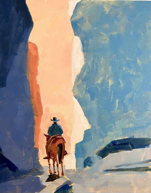 Original Cowboy Painting Acrylic on Canvas Western Artwork by Remy Koufax 16×20