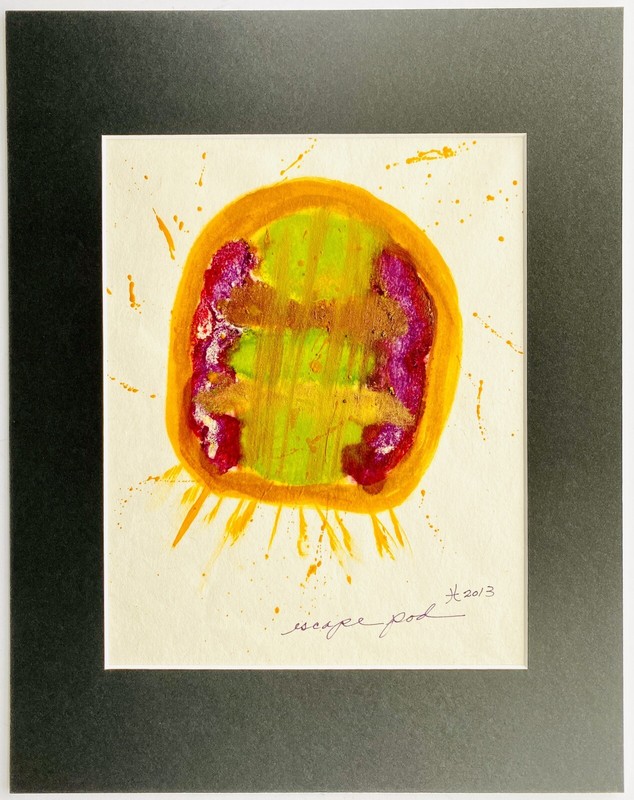 Original Art ‘Escape Pod’ Encaustic Wax Painting Matted 14”x11" Frame Ready gallery
