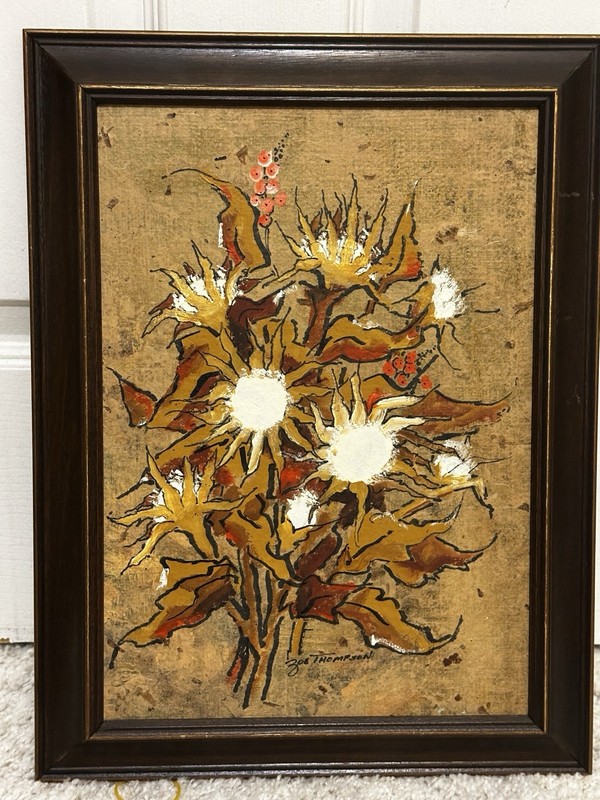 Signed Original Acrylic Painting «FIELD THISTLE» On Mulberry Paper Zoe Thompson