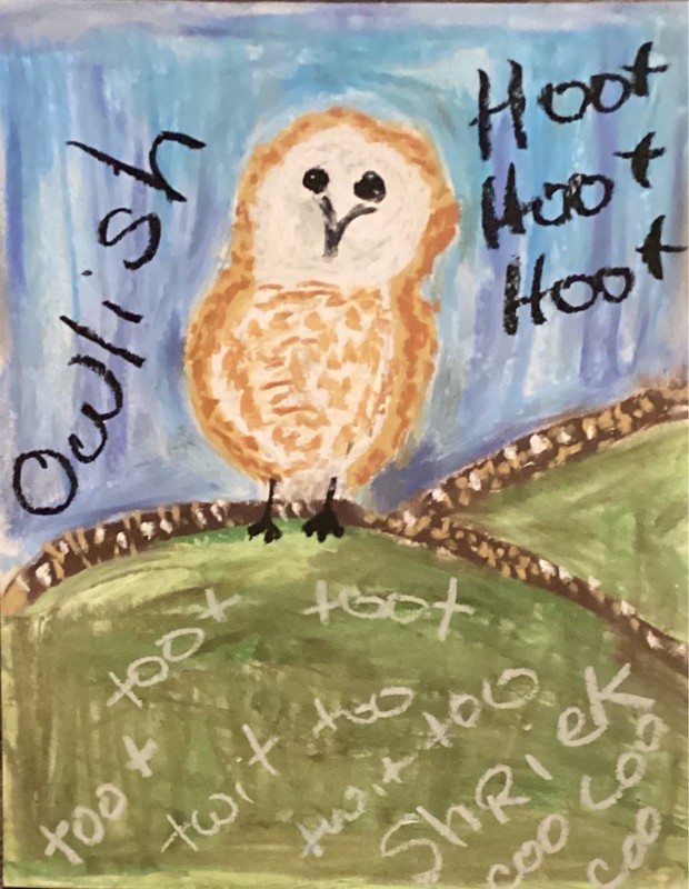 Colorful Owl Portrait Painting Original 8×10 Bright Urban Neo Expressionism