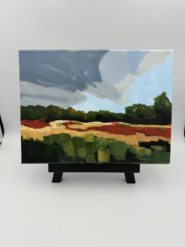 Original Acrylic 9x12 Landscape Painting Storm Clouds Contemporary Modern Art gallery
