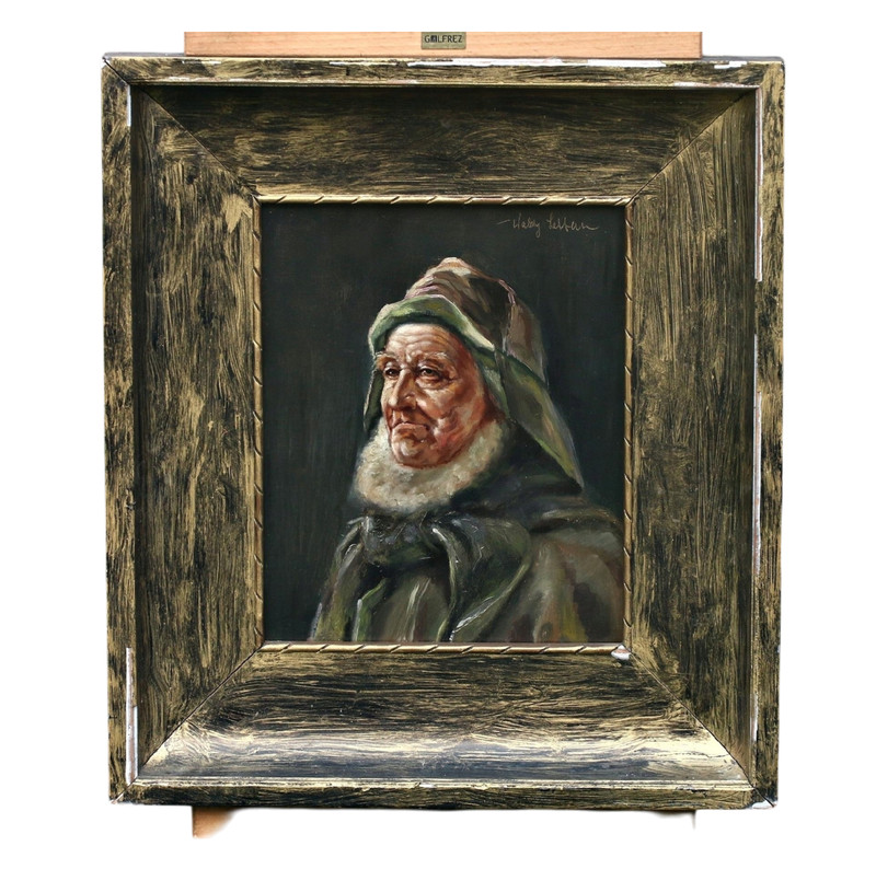 Men Portrait Oil on Wood Character Portrait Painting Signed, Framed (OOAK)