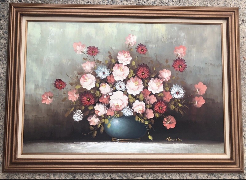 Beautiful Original Vintage Still Life Painting By Robert Cox 1934-2001 – 42 X 30