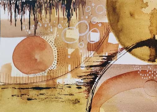 Earthen Echoes 3, Abstract Original Painting, 5×7 Inch Unframed Art AMBER K