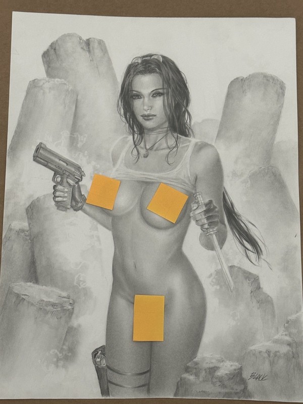 Deacon Black (DBlack) Original Art — Pencil and Shading — Nude — Lara Croft