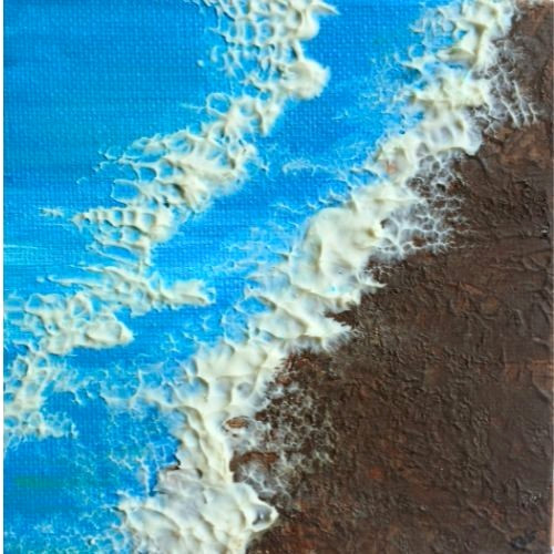 Original Sea Nature 4x4 Canvas Modeling Paste Texture 3D Art Hand Painting NEW gallery