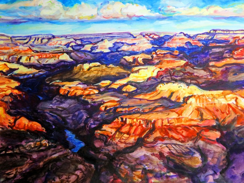 GRAND CANYON SHADOWS ORIGINAL PAINTING Desert Landscape 11″x15″ WC