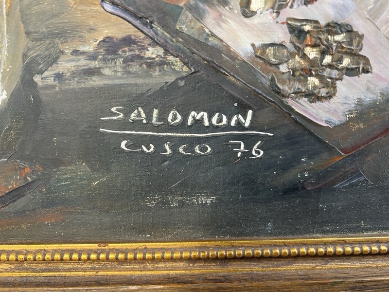 Signed Original Oil Painting By Peruvian Master Amilcar Salomon Zorrilla Cusco gallery