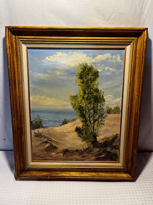 Signed Oil Painting – Coastal Dunes Landscape – Professionally Framed 22X26