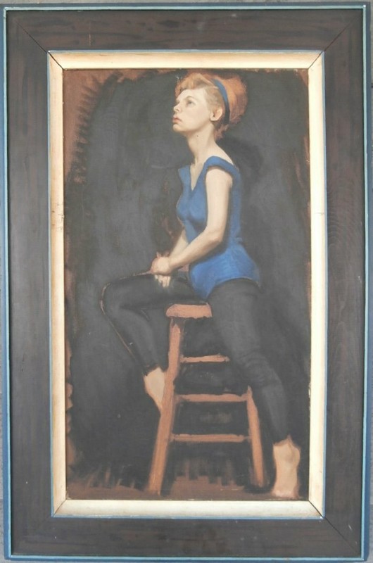 ca 1950 DANCER Oil Painting NY OR RAPHAEL SOYER SCHOOL Artist FIGURATIVE REALISM