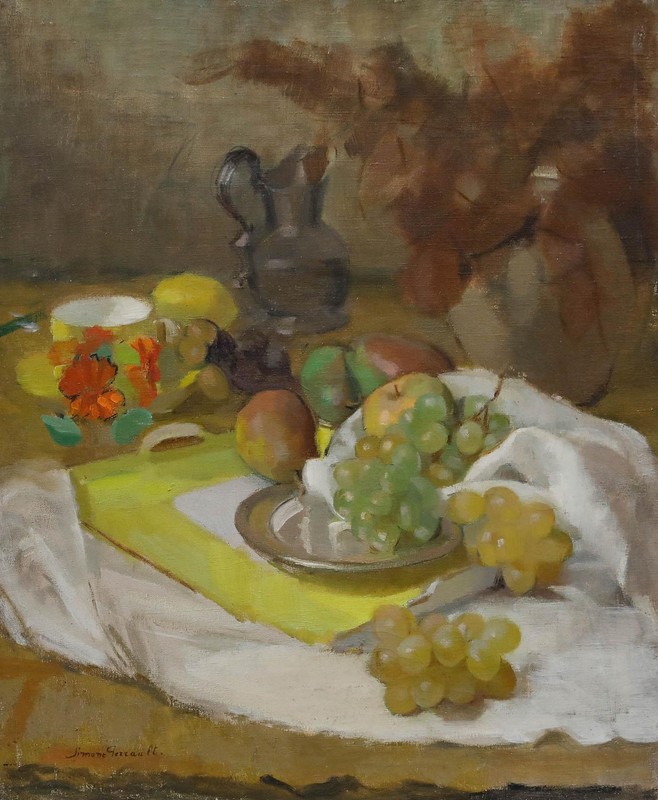 Simone Perrault - 20th Century Oil, Still Life with Grapes gallery