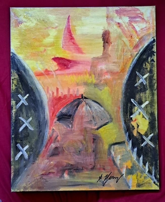 Black yellow oil painting abstract Limited 1/1 Signed by artist