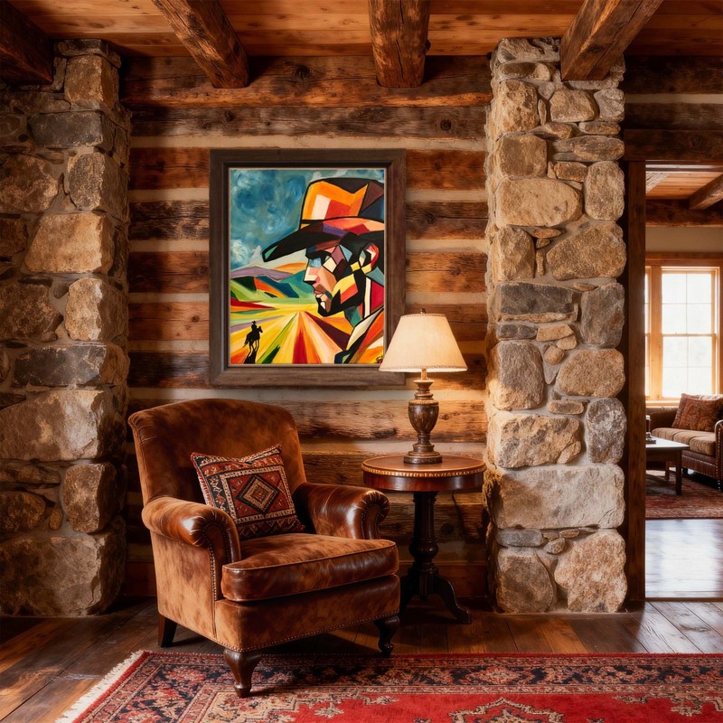 Western cowboy modern expressionist fine wall art painting 16X20 canvas original gallery