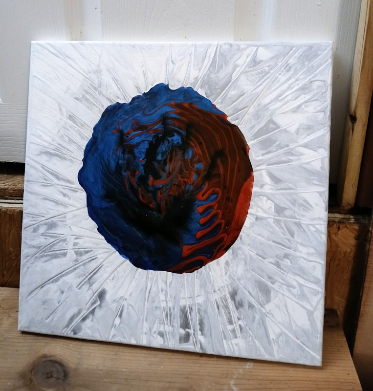 14×14 Textured Mixed Media Abstract – Scarpeggio & Acrylic Pour Canvas Art