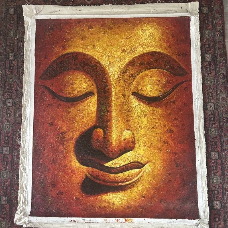Buddhist Painting original hand painted Gold Leaf meditation spiritual Oil/Canv
