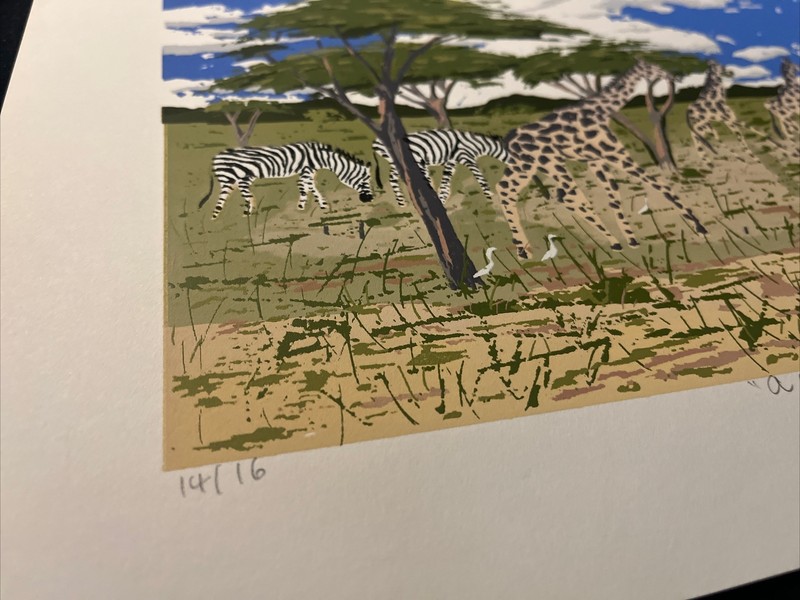 AFRICAN PLAINS Serigraph Print Enrica Marshall Safari Animals Zebra LIMITED /16 gallery