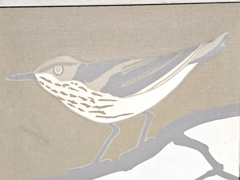 Canvas 3D Textured Brown/Ivory Fabric Protruding Bird Framed Wall Art 8"W x10" L gallery