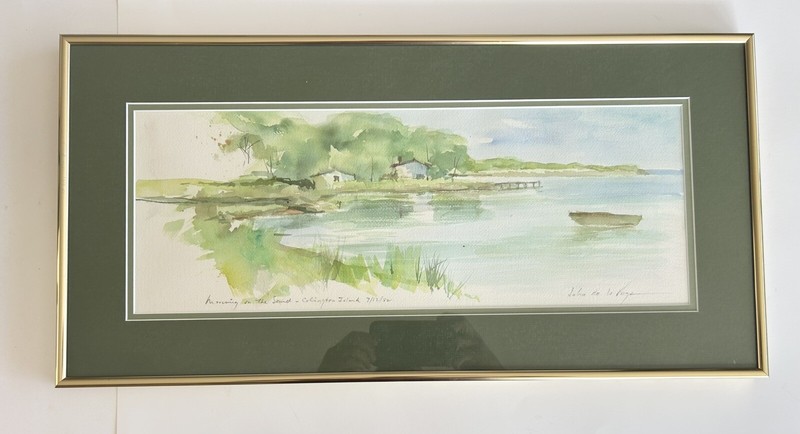 John De La Vega Original Signed Watercolor Painting Morning In the Sand 1982