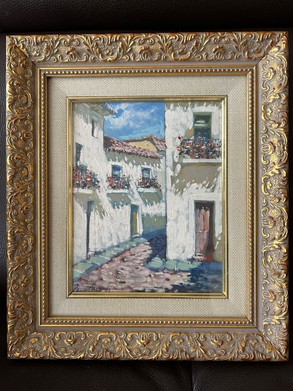 Pedro Jose Spanish Village Oil Painting Andalusia White Houses Street Art