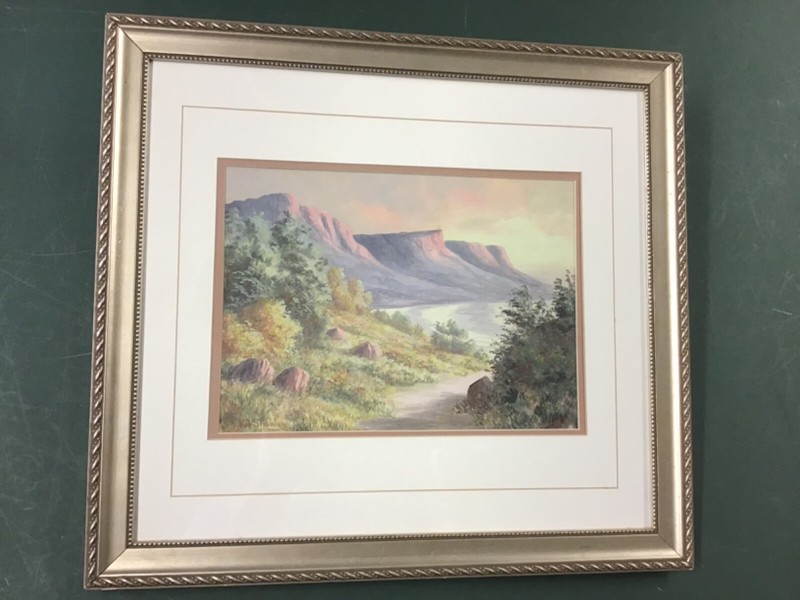 Landscape Gouache British Artist Archer Stanley? Well Framed gallery