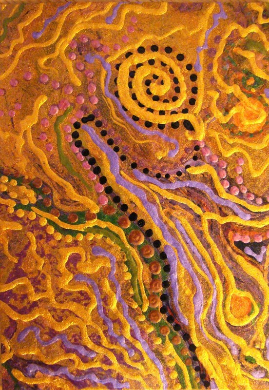Acrylic Abstract Flow Painting ACEO 2.5 x 3.5 in OOAK ENTERING THE LABYRINTH