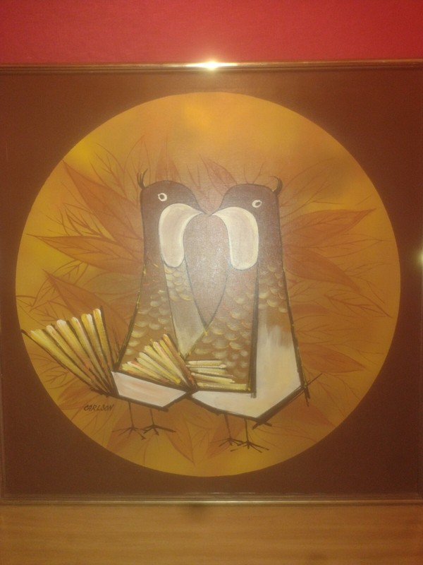 Large Carlson’ Mid Century Bird Painting.