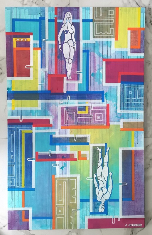 «flirting» canvas. Acrylic. 30 x 48 in. (122 x 76cm) USA. 04.30.2023.